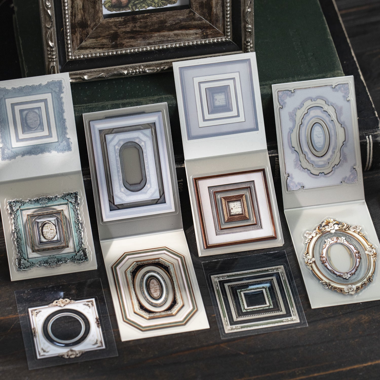 18 Sheets Vintage Frame PET Stickers Book GDBWG