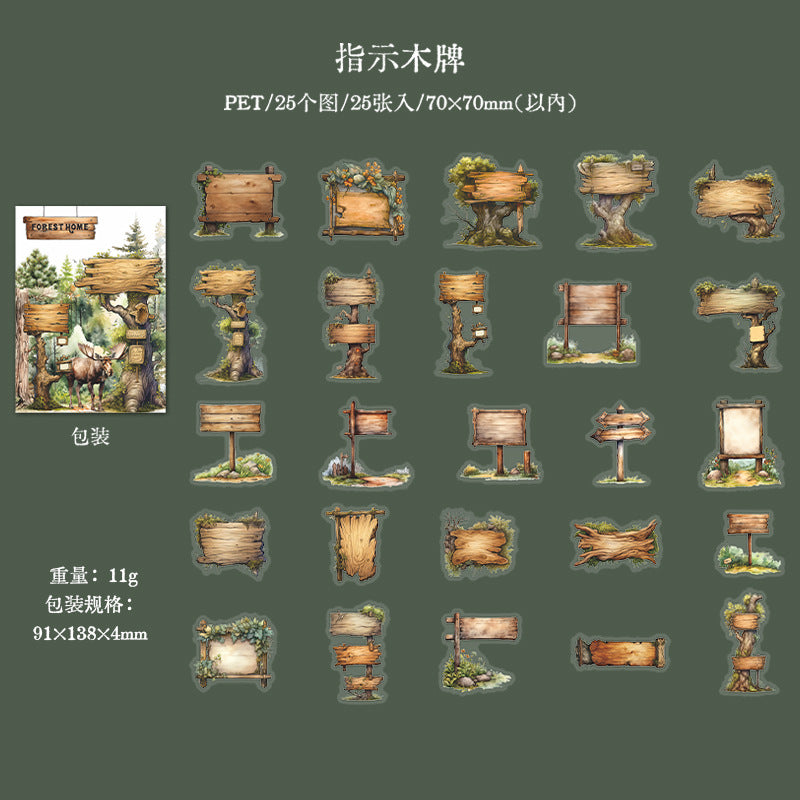 25 Pcs Forest Themed PET Stickers SLZJ
