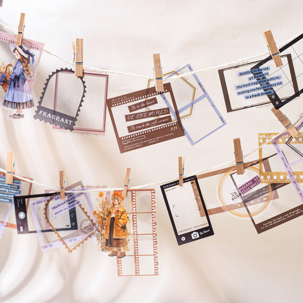 25 Pcs Girl Frame Words PET Stickers DGMH