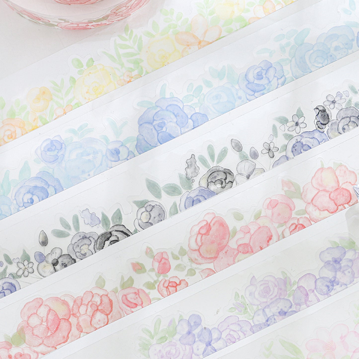 1 Roll Watercolor Flower PET Stickers BLHH