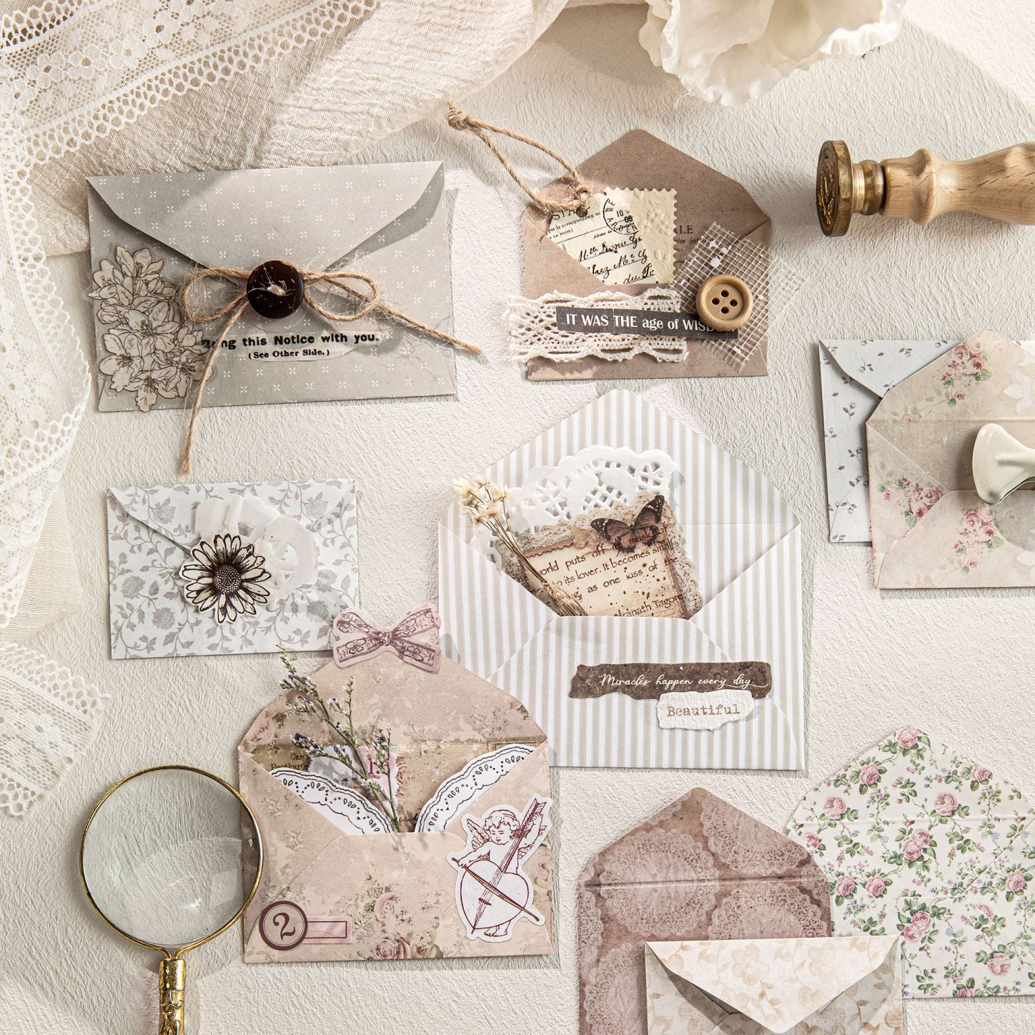 10 Pcs Pocket Envelope and Stickers Kit YJSG