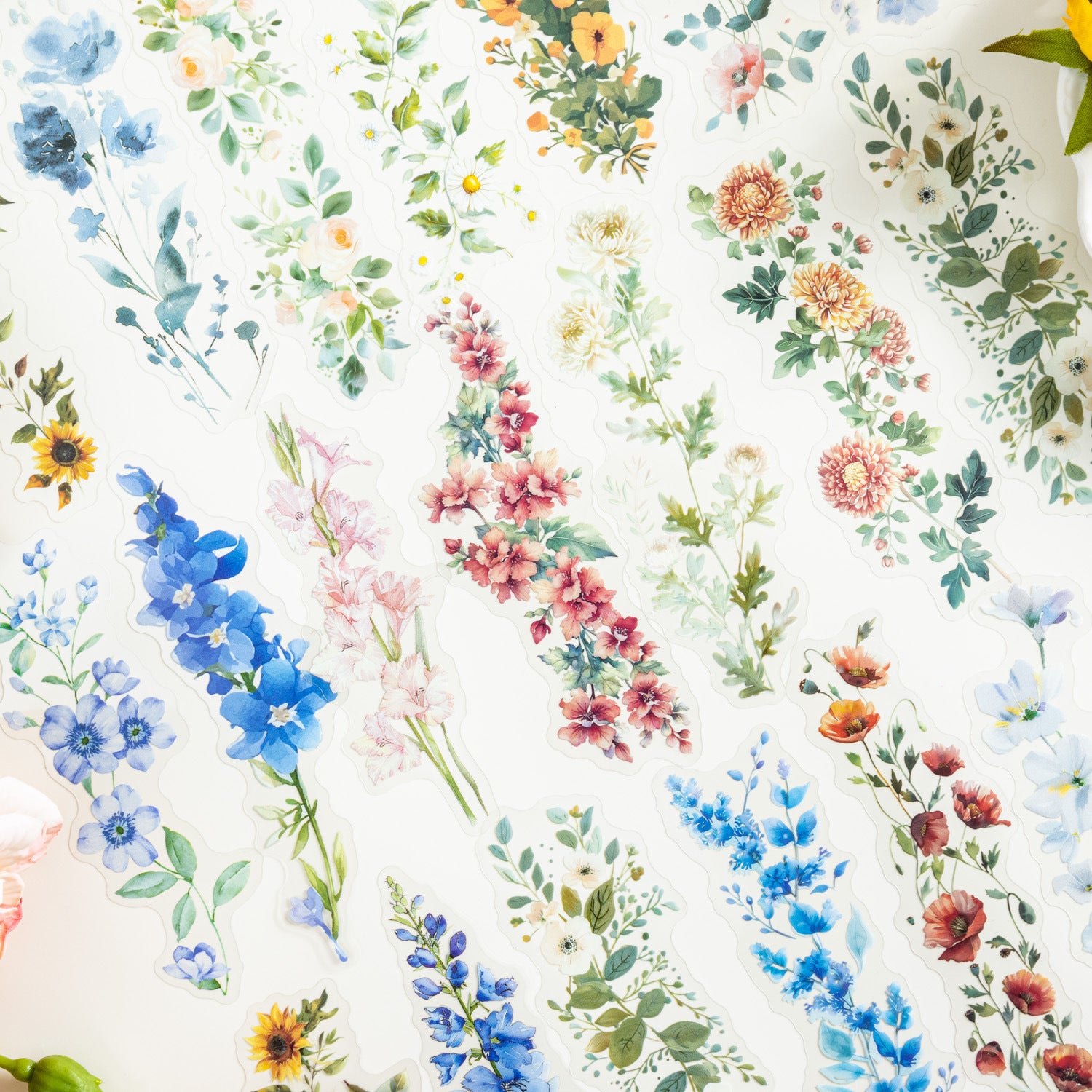 20 Pcs Flowers PET Stickers YPKH