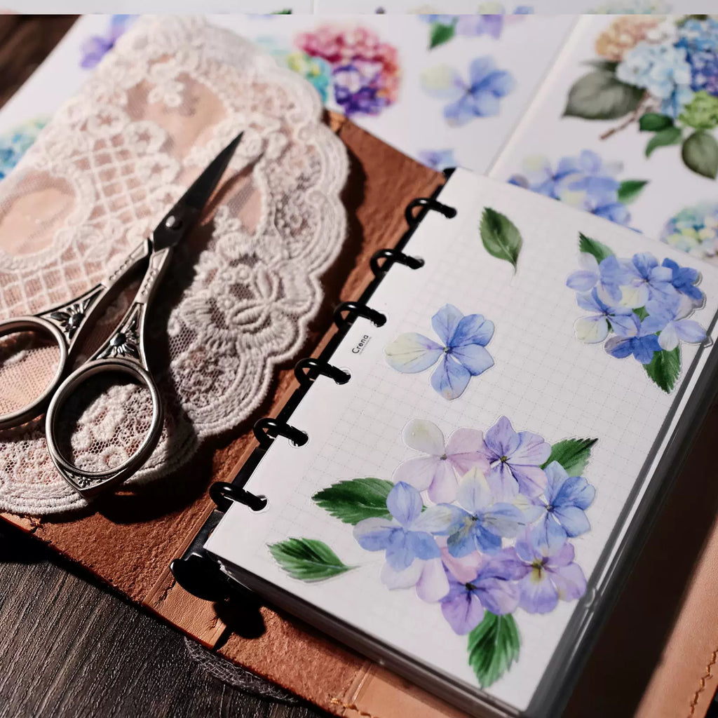 2 Sheets Waterproof Rub on Stickers - Hydrangea