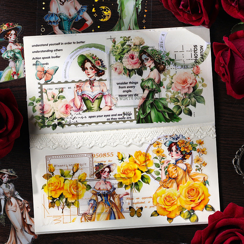 4 Sheets Vintage Lady Stickers FHJY