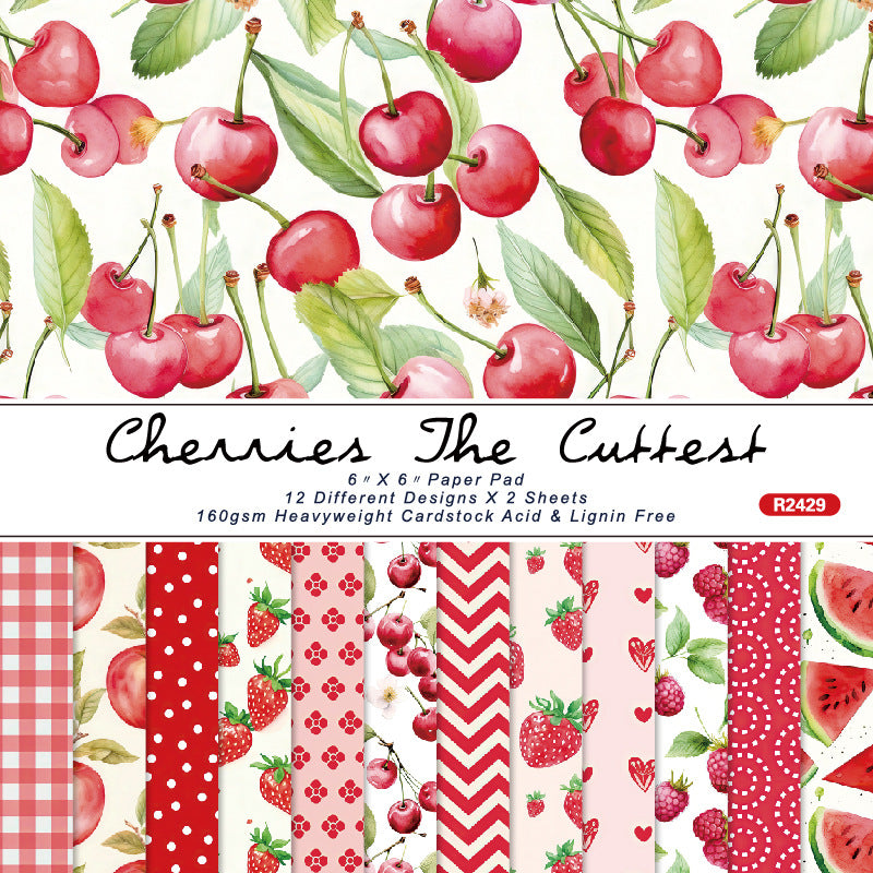 6 inch Red Fruit Scrapbook Paper Pad SKP429