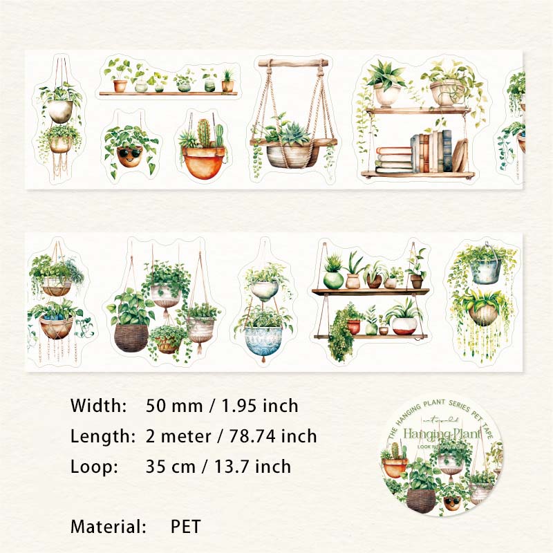 1 Roll Potted Plants PET Stickers Tape XGZW