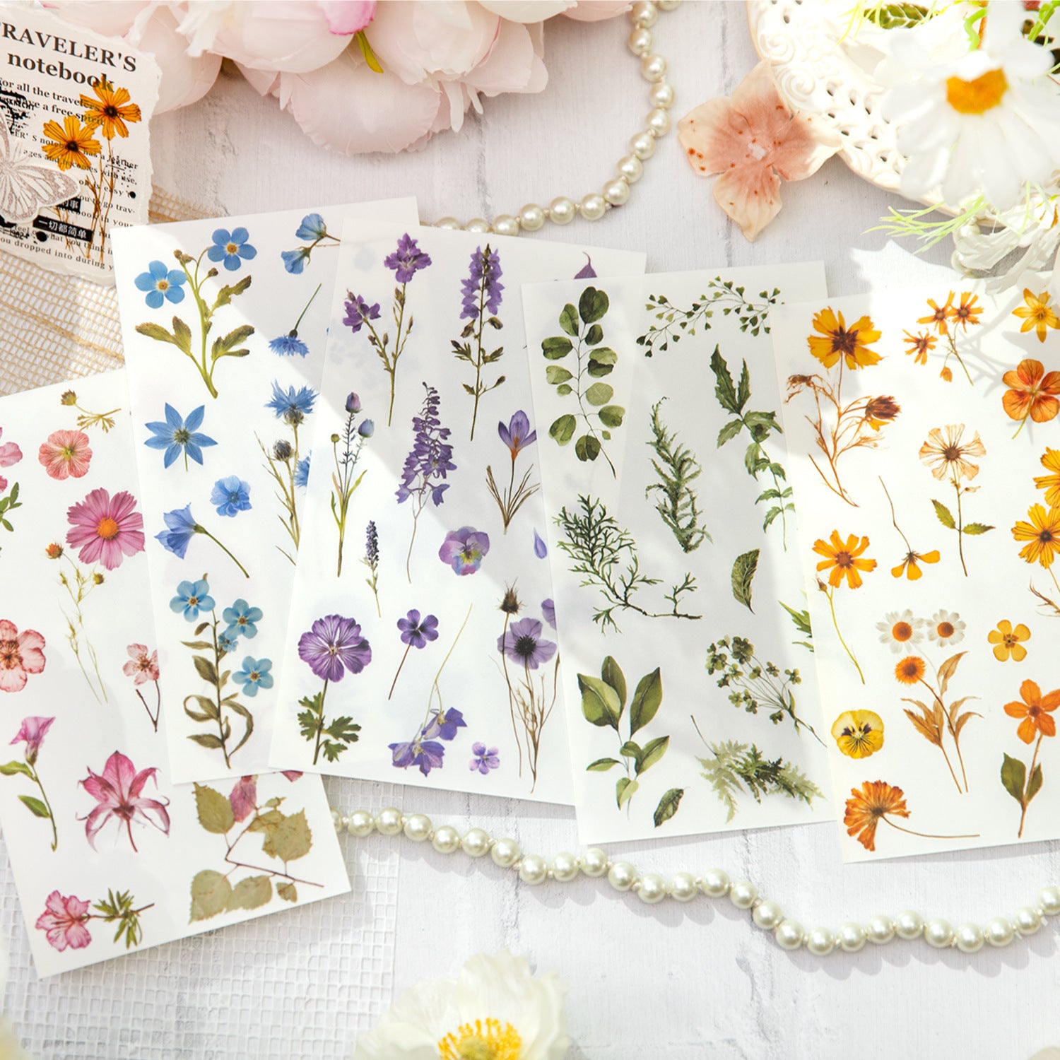 2 Sheets Pressed Flower Transfer Stickers HDLM