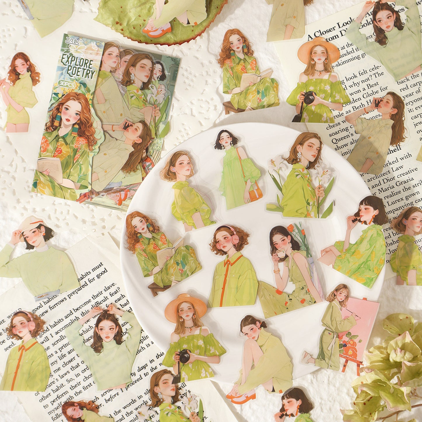 30 Pcs Girl Lifestyle PET Stickers SHSP