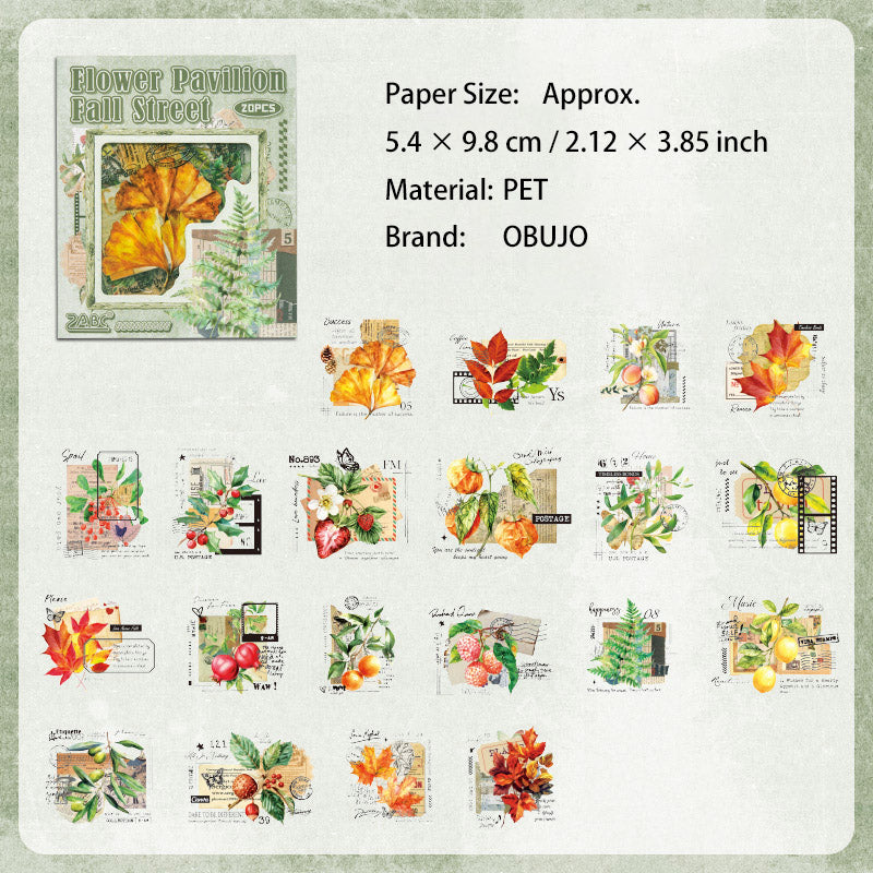 20 Pcs Flower Collage PET Stickers CJHY