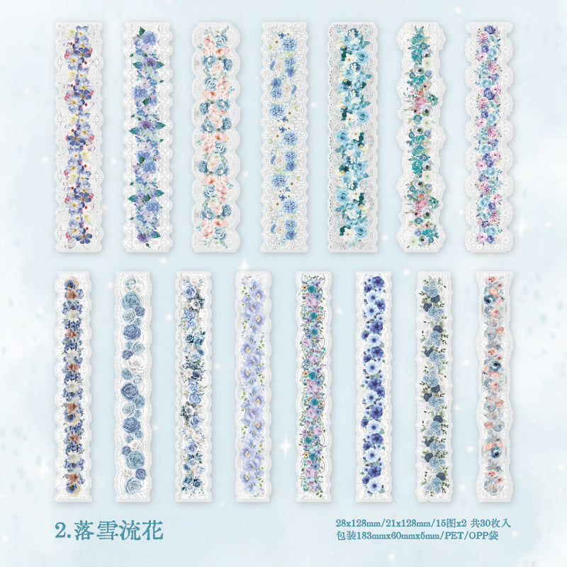 30 Pcs Lacr Floral PET Stickers LSHL