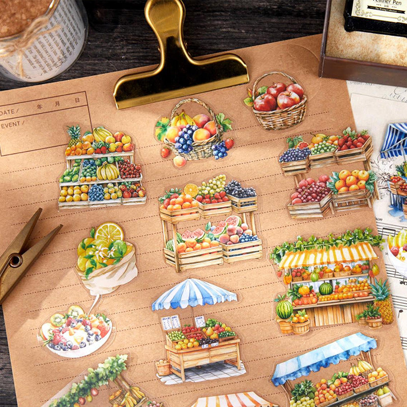 20 Pcs Food Shop Theme PET Stickers LMSD