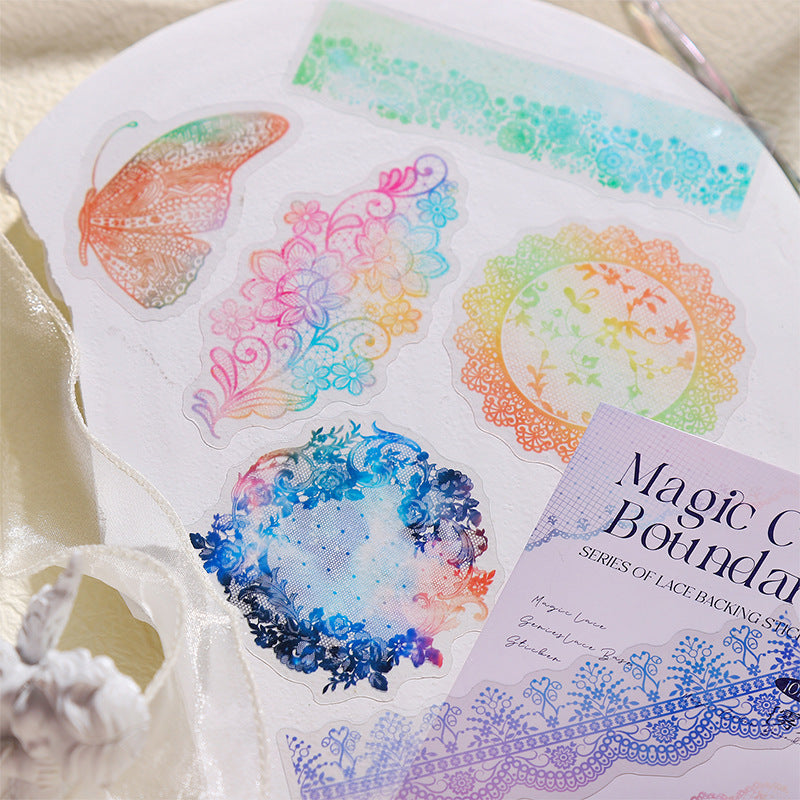 10 Pcs Rainbow Lace PET Stickers HCBJ