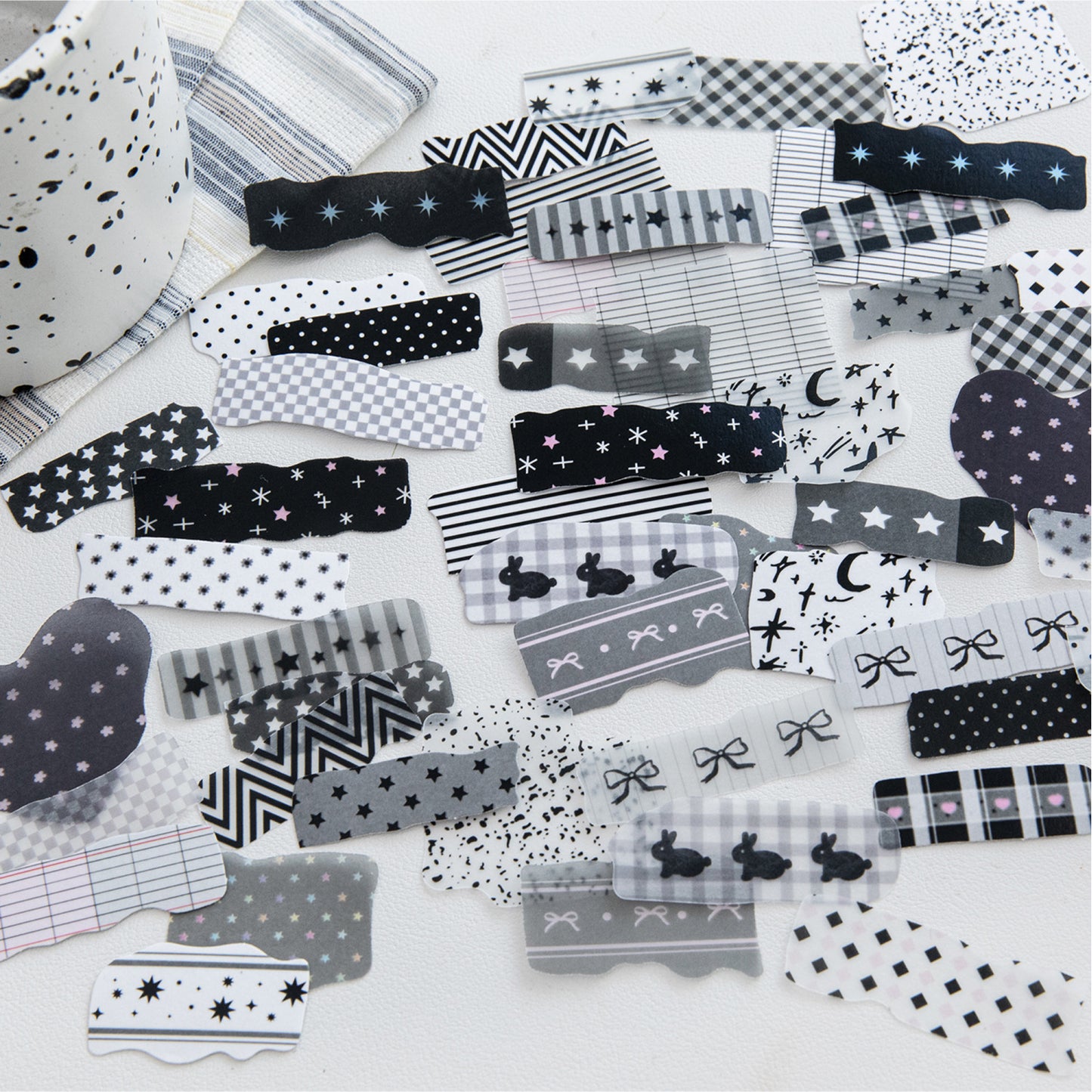 50 Pcs Gird Strip Themed Journal Stickers LSRJ