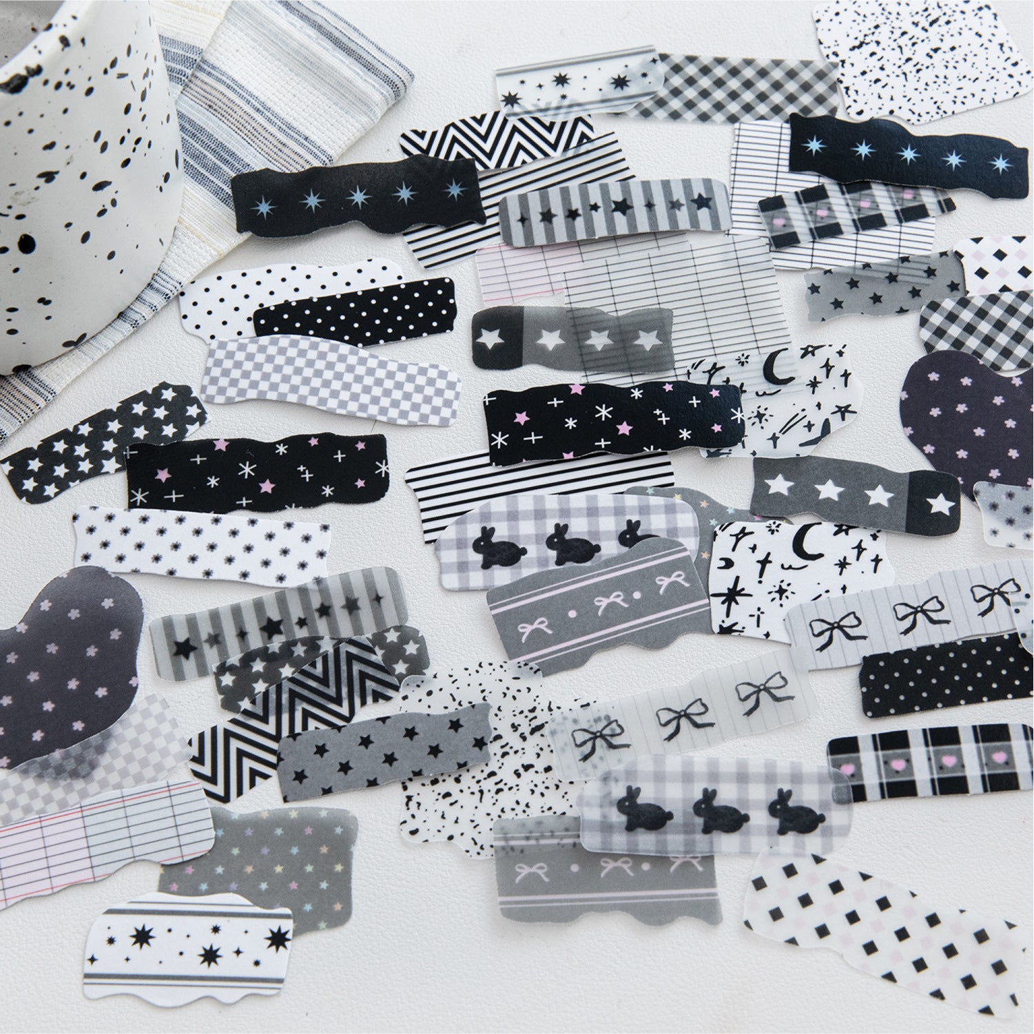 50 Pcs Gird Strip Themed Journal Stickers LSRJ