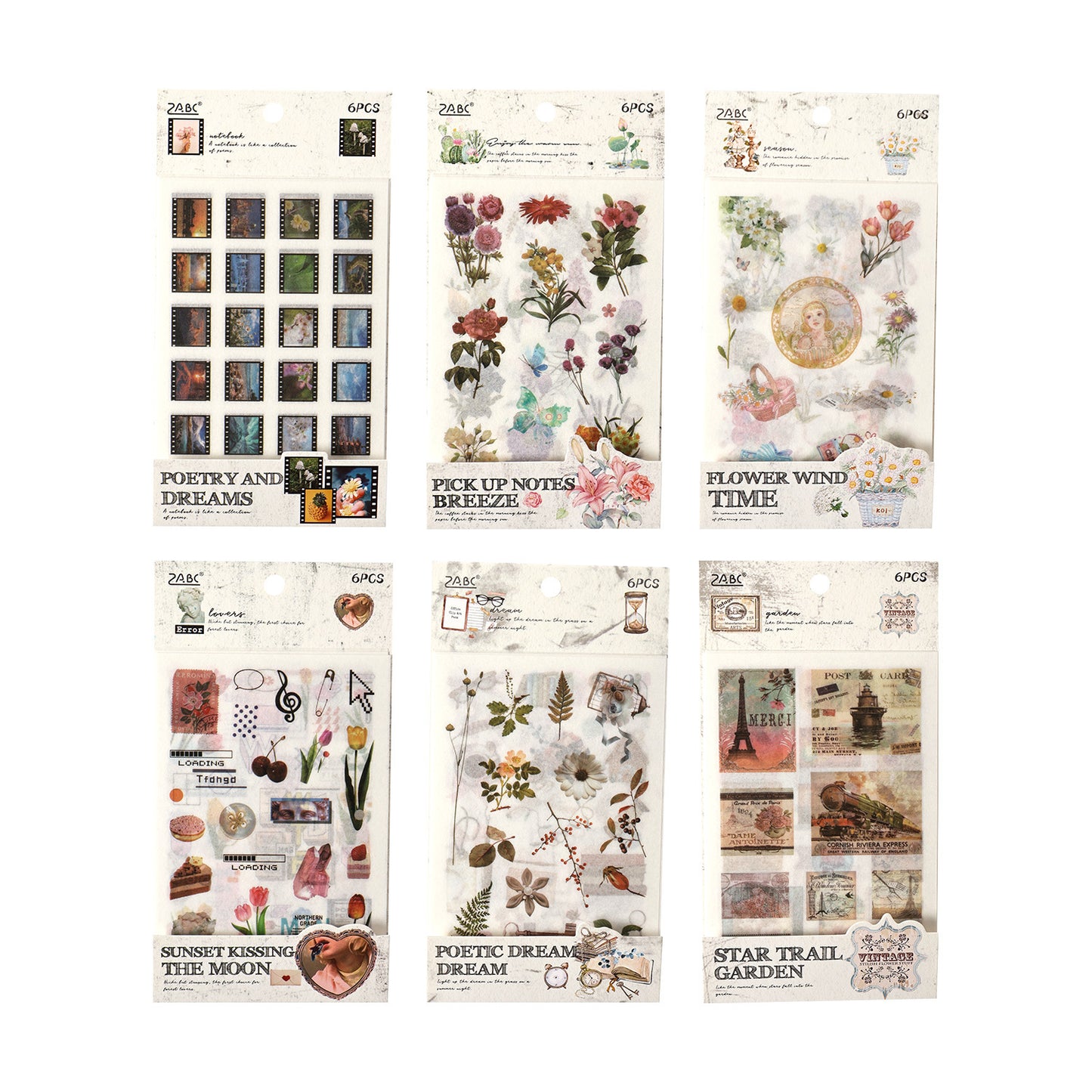 6 Sheets Basic Journal Stickers ZJWD
