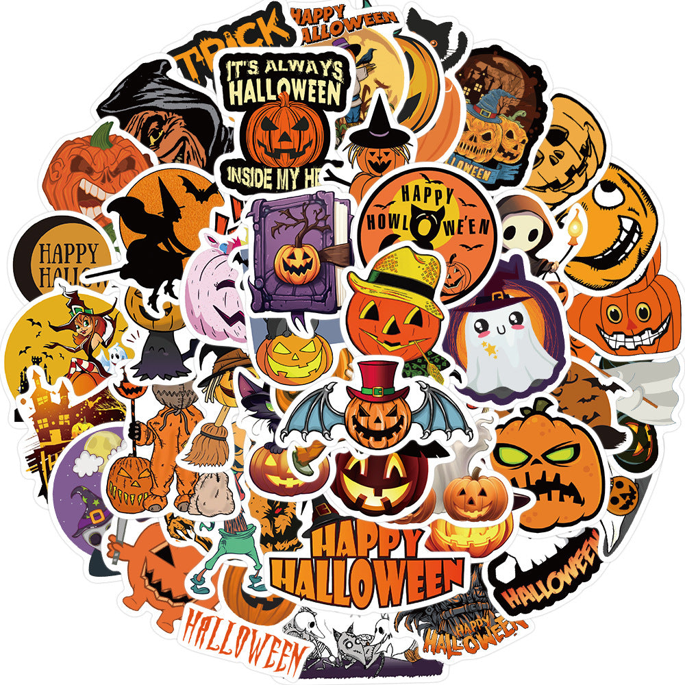 50 Pcs Vinyl Halloween Pumpkin Stickers WSJ413