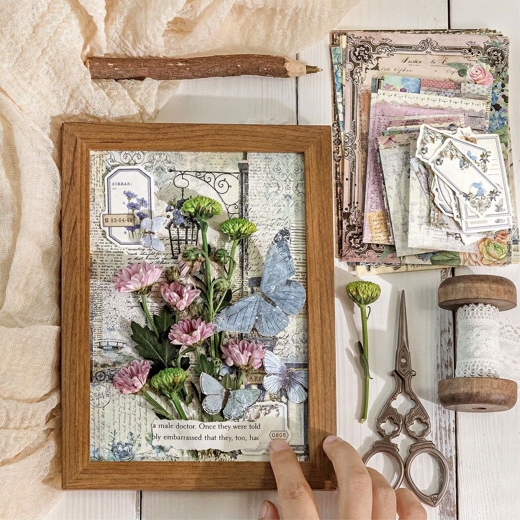 100PCS Vintage Garden Floral Journal Paper VMP17