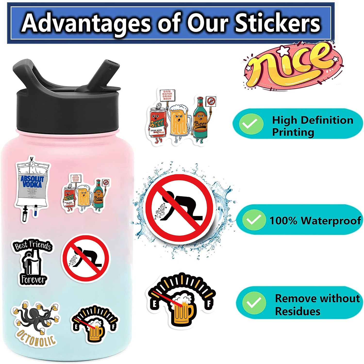 50PCS Funny Sarcastic Meme Vinyl Stickers FUN09