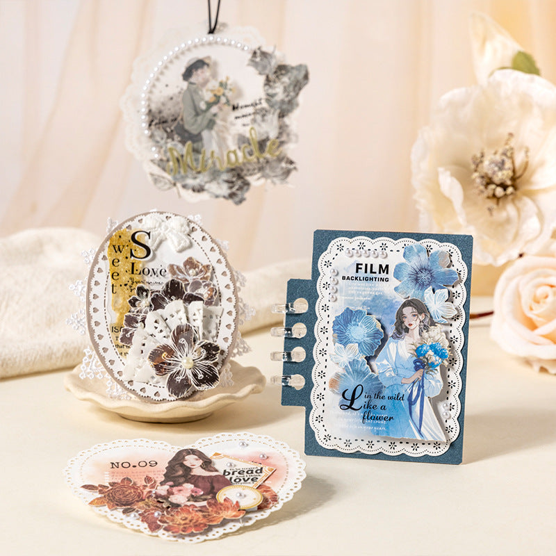 43 Pcs Flower Girl Journal Stickers and Paper Kit FHDX