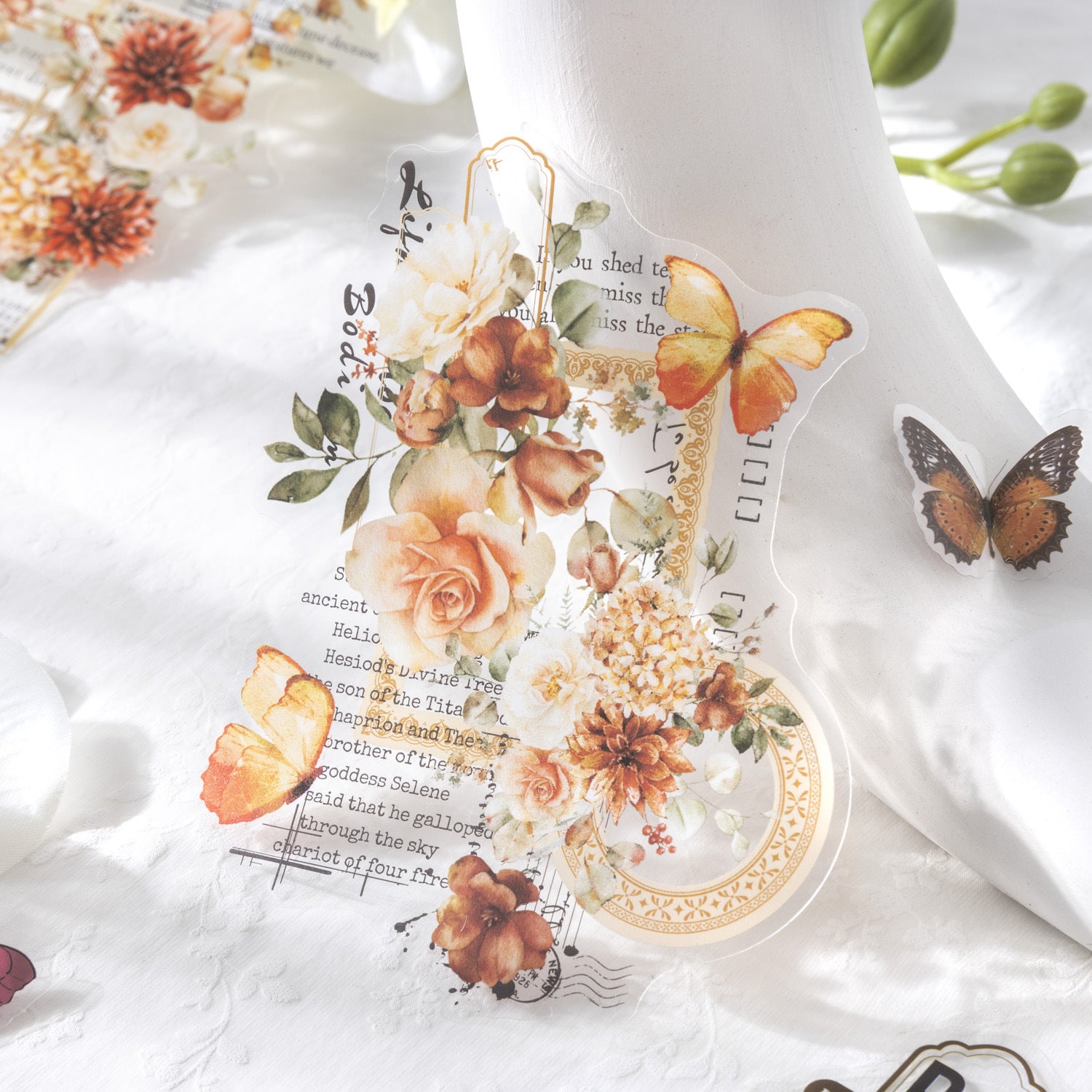 10 Pcs Butterfly and Flower PET Stickers HKSX