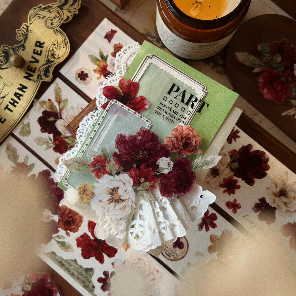 Floral Decorative Tape Rolls- Cinnabar
