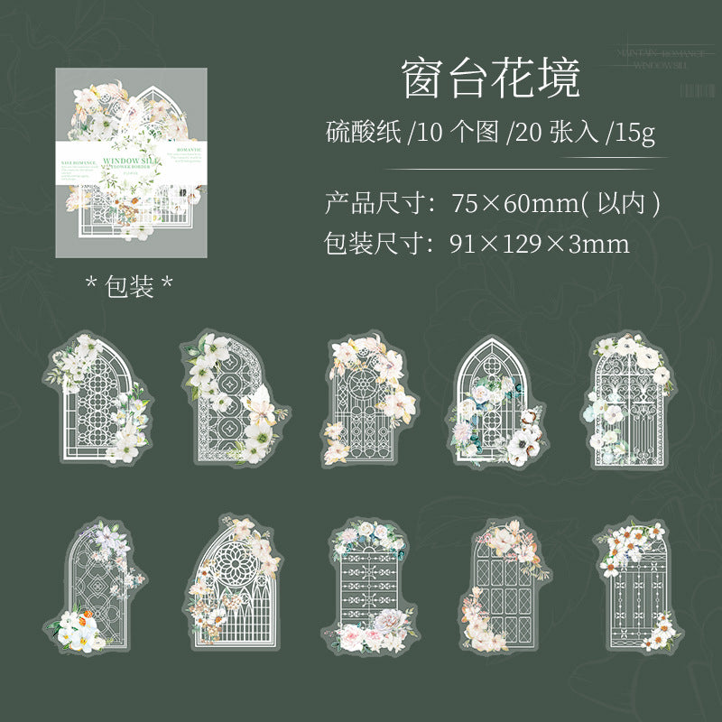 20 Pcs White Windows Themd Stickers LMCT