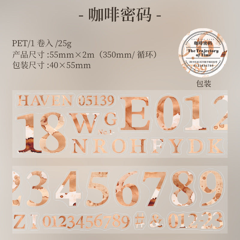 1 Roll Pre-cut Alphabet Numebr PET Stickers Tape SZGJ