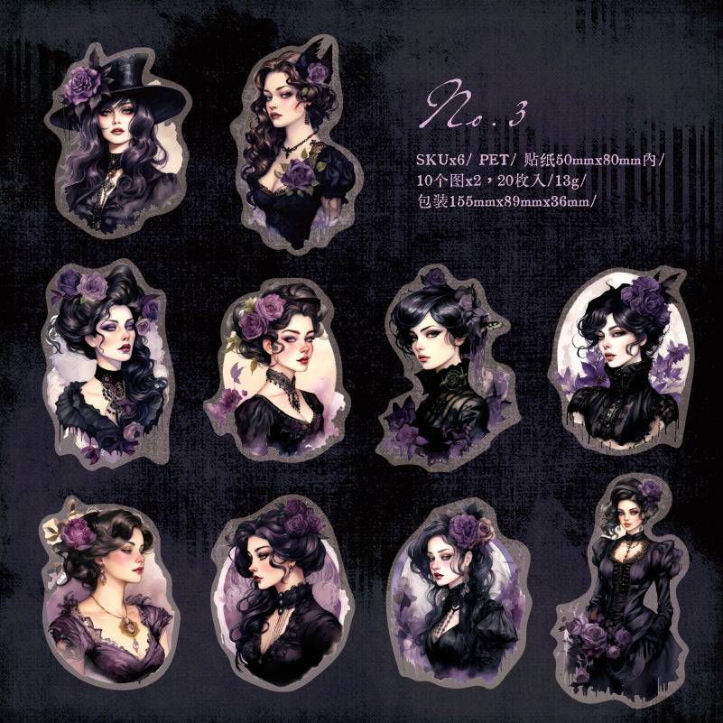 20 Pcs Vintage Lady Stickers SMCX
