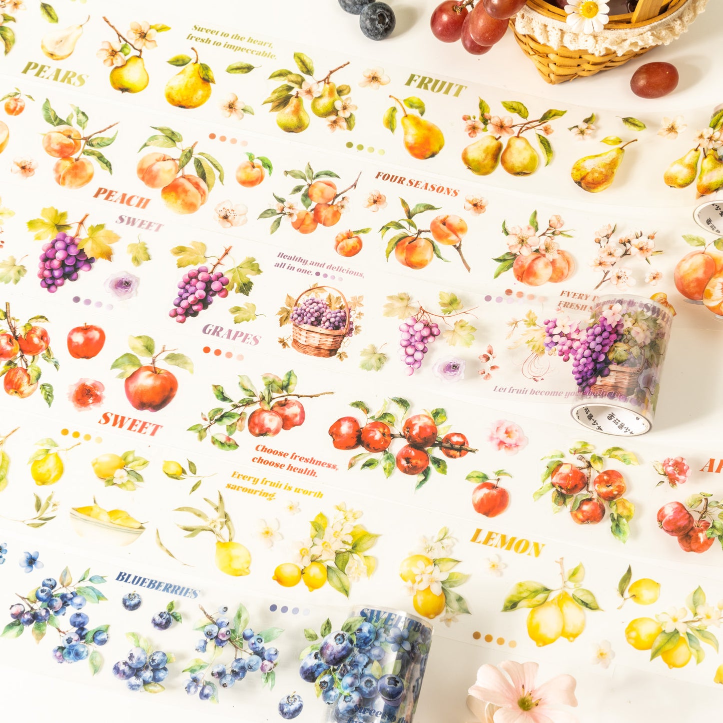 1 Roll Fruit Diecut PET Stickers Tape HGJX