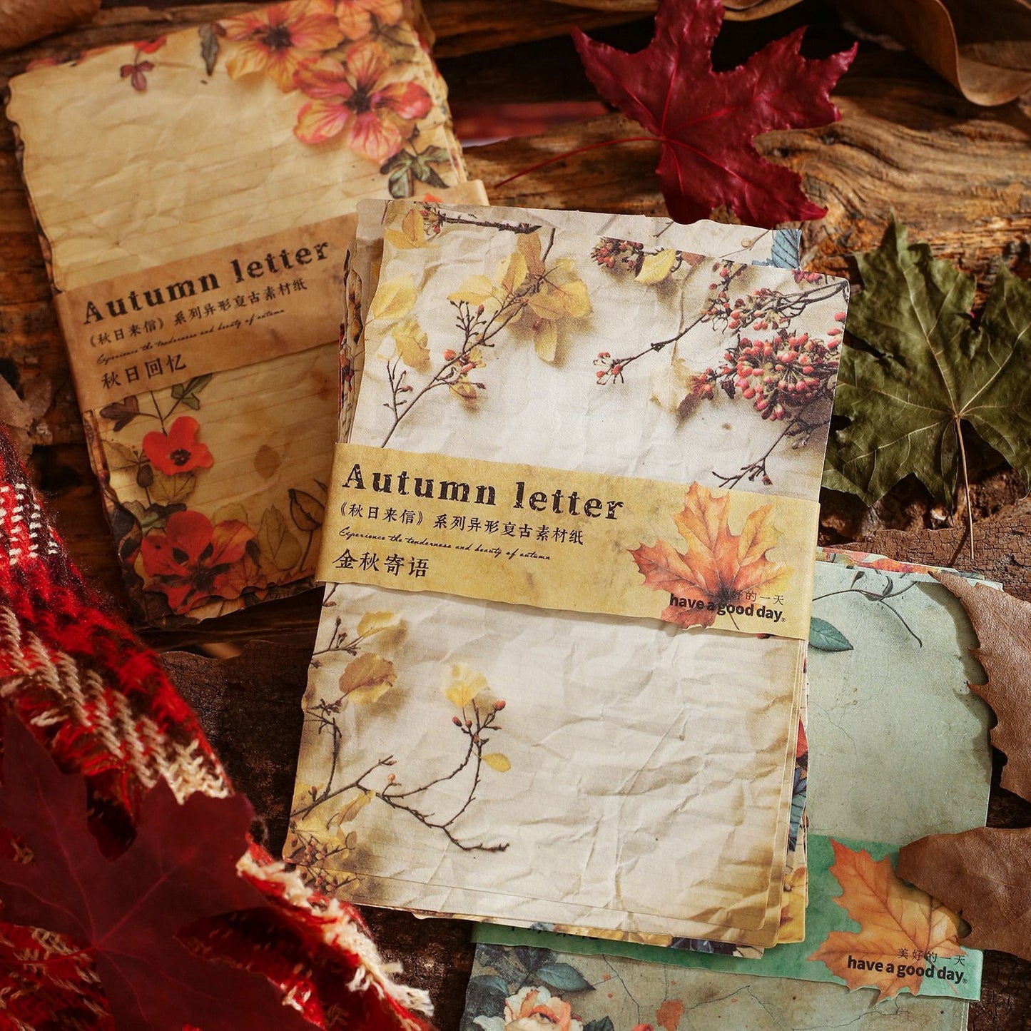 30 Pcs Autumn Themed Scrapbook Paper QRLX