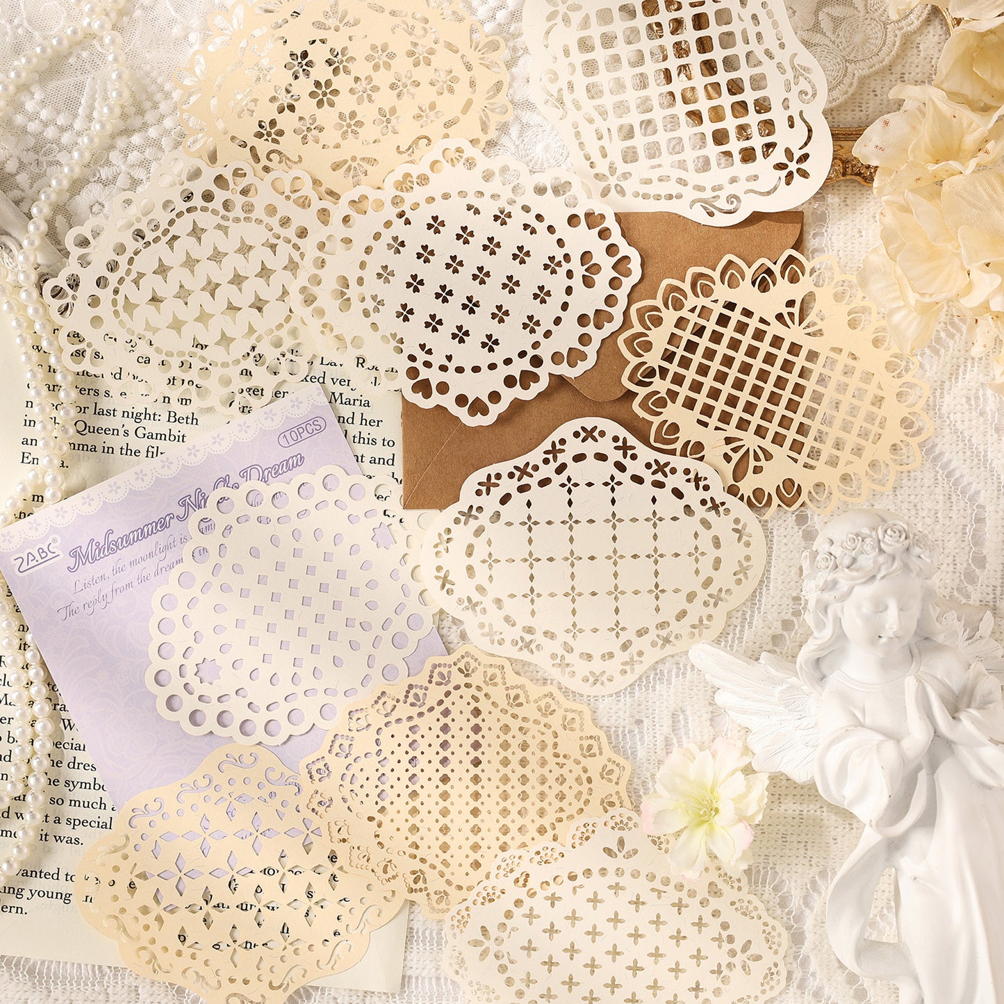 10 Pcs Hollow Cutout Lace Journal Paper GLXX