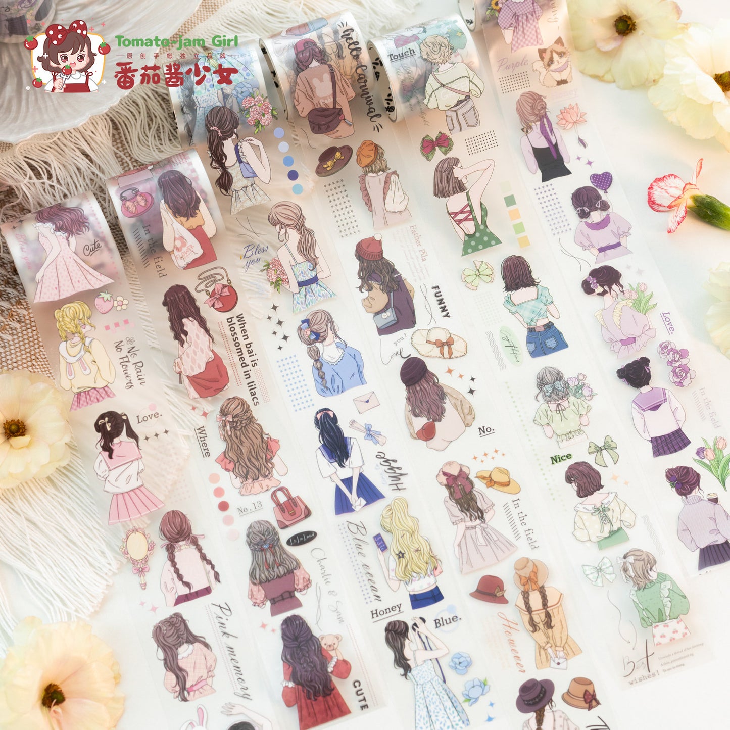 1 Roll PET Fashion Girl Stickers CNXD