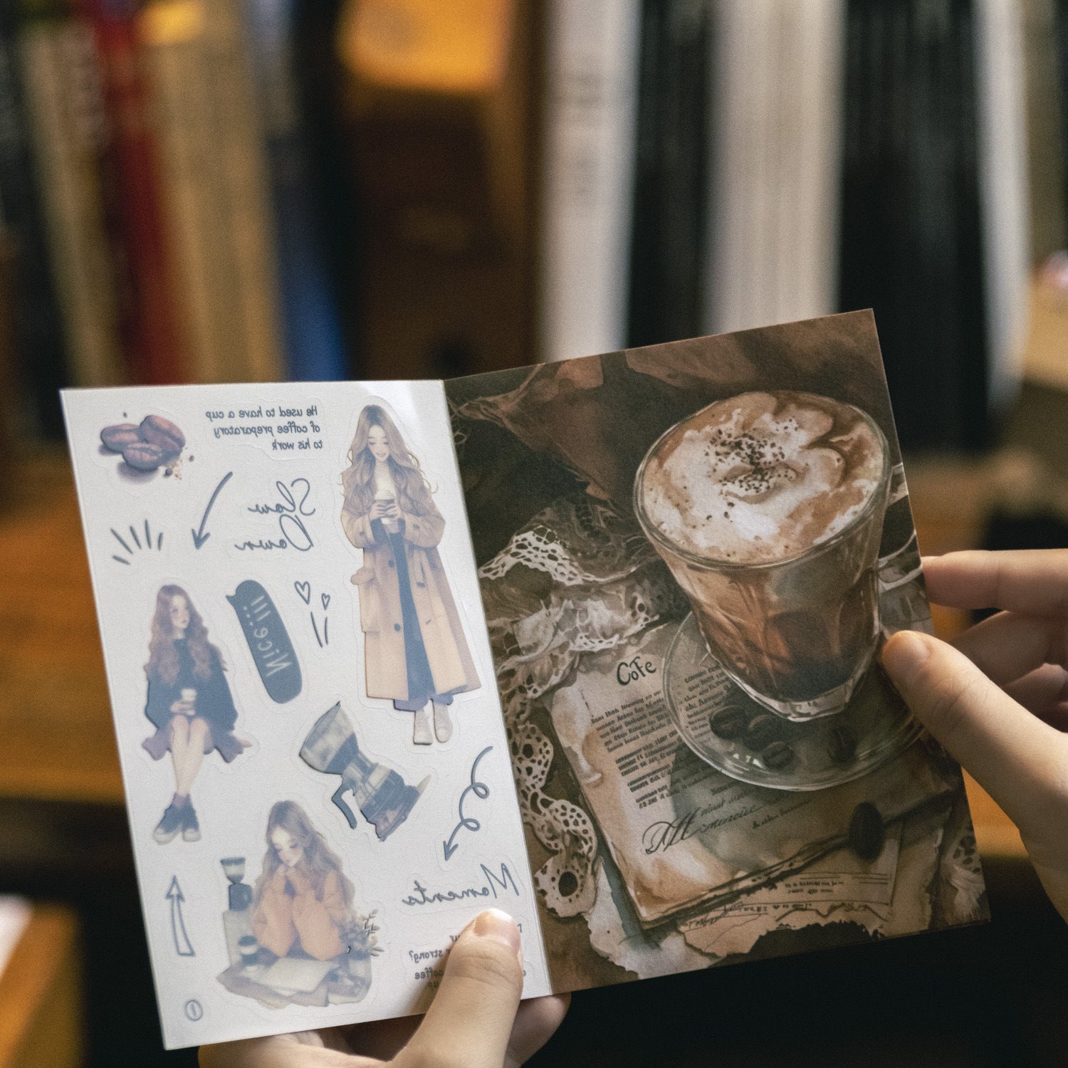 20 Pcs Coffee Theme PET and Washi Stickers KFYJSD