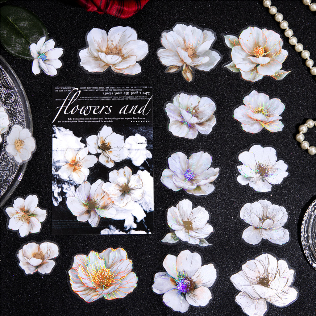 20 Pcs Gold Foil Flower PET Stickers GXHH