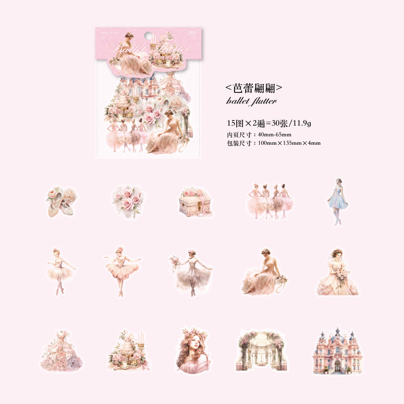 30 Pcs Fairy Girl PET Stickers SNPTWY