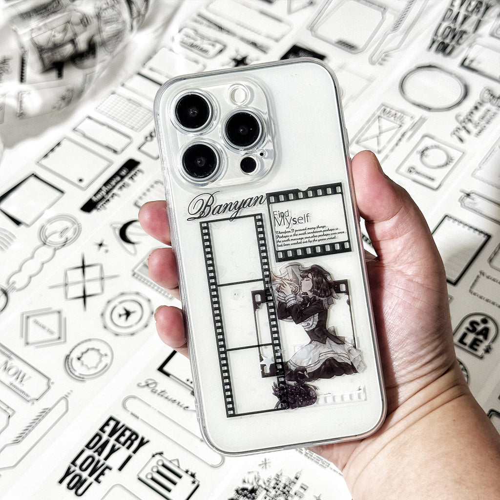 4 Rolls Black White Stickers Tapes Set JMXL