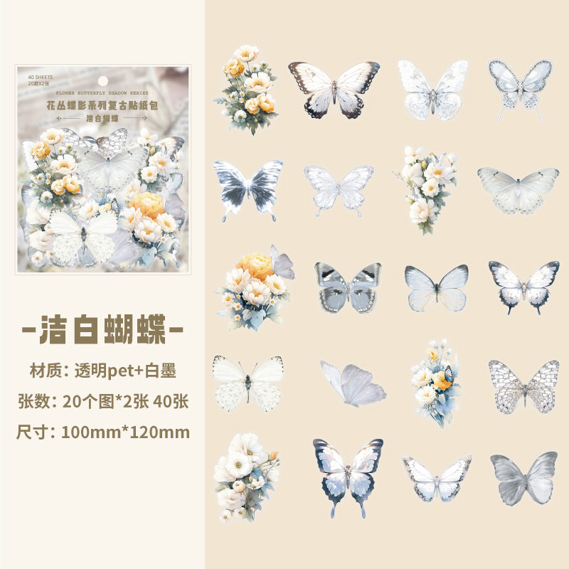 40 Pcs PET Butterfly and Flower Stickers HCDY