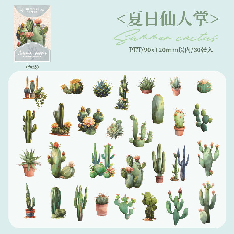 30 Pcs Green Plant Stickers XRYL
