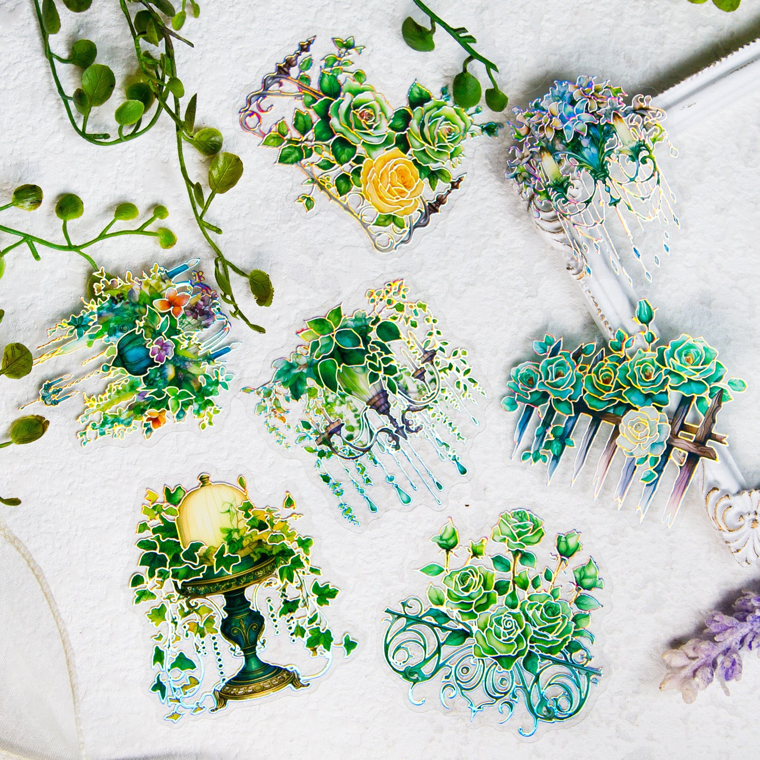 20 Pcs Flowers PET Stickers LYYR