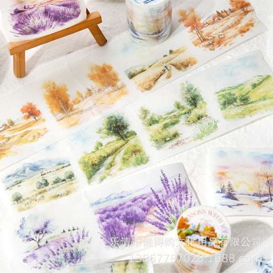 1 Roll Seasonal Wild Landscape Washi Stickers Tape YNDSJ