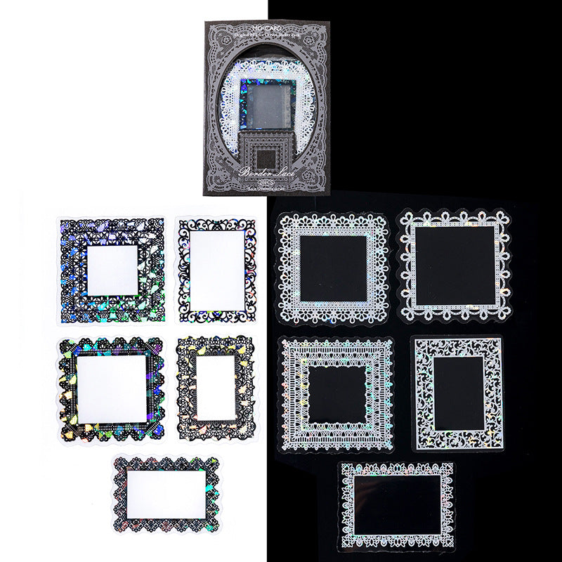 20 Pcs Cutout Lace PET Stickers LSXQ