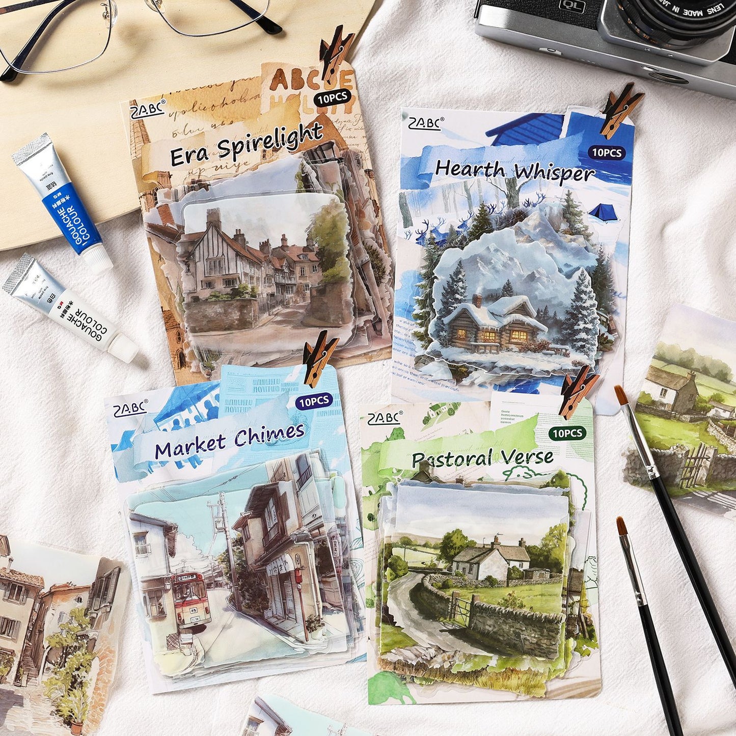 10 Pcs Travel Landscape PET Stickers OLZM