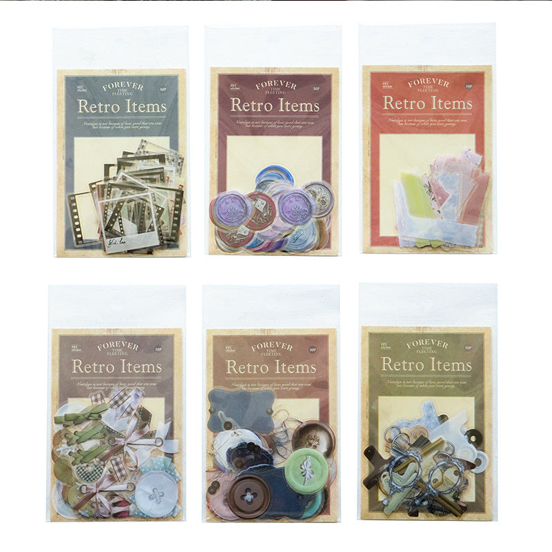 50 Pcs Vintage Journal Stickers HJSY
