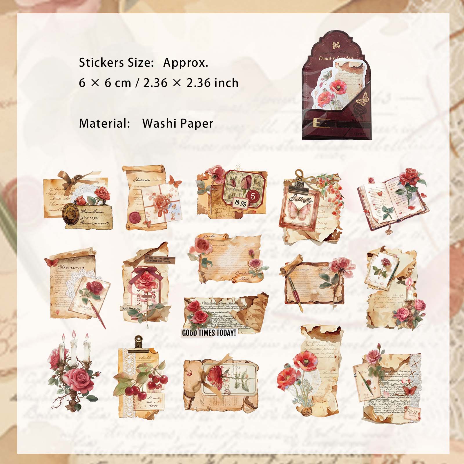 32 Pcs Floral Collage Stickers FLYDHY