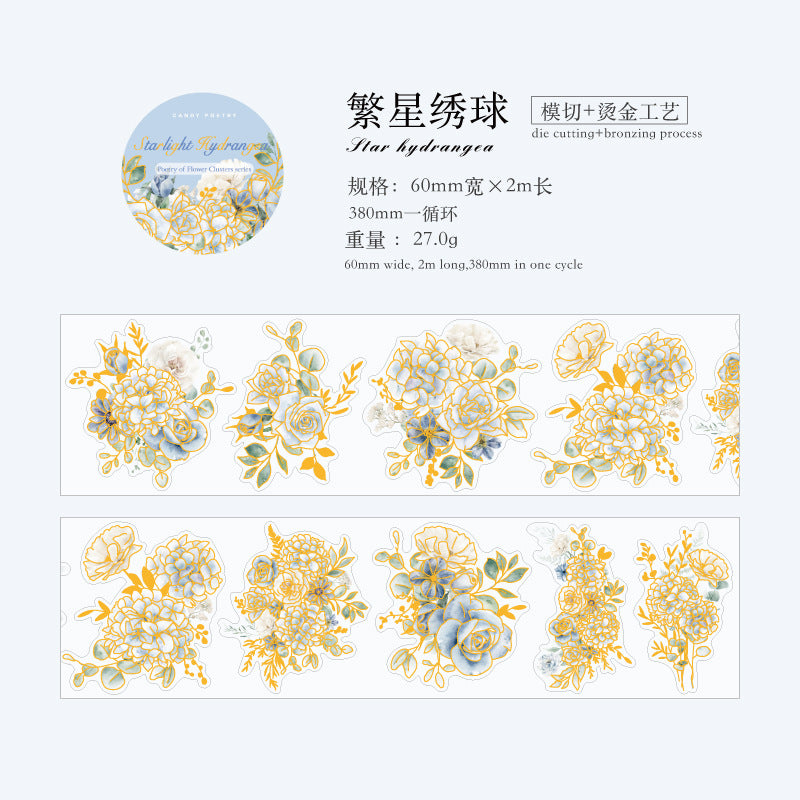 1 Roll Die-cut Glitter PET Flower Stickers HCZS