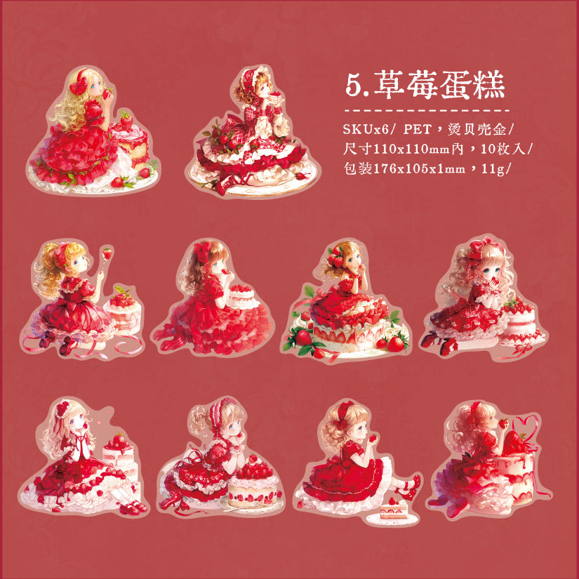 10 Pcs Little Girl PET Stickers XNHRJ