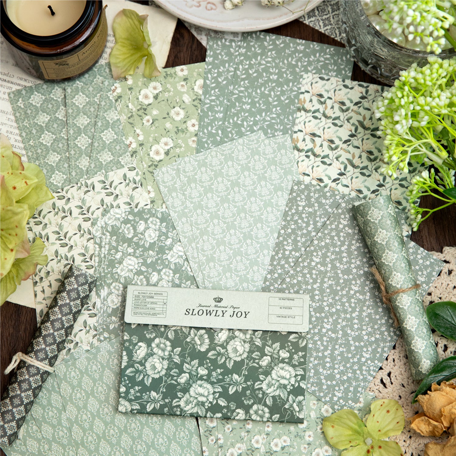 40 Sheets Vintage Floral Scrapbook Paper MMDHX