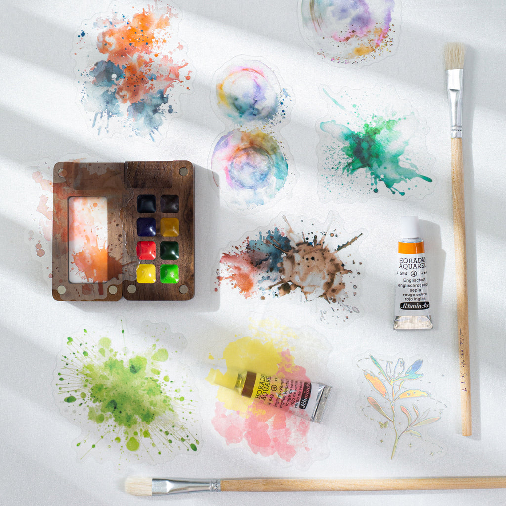 15 Pcs Watercolor Blooming PET Stickers LJXL