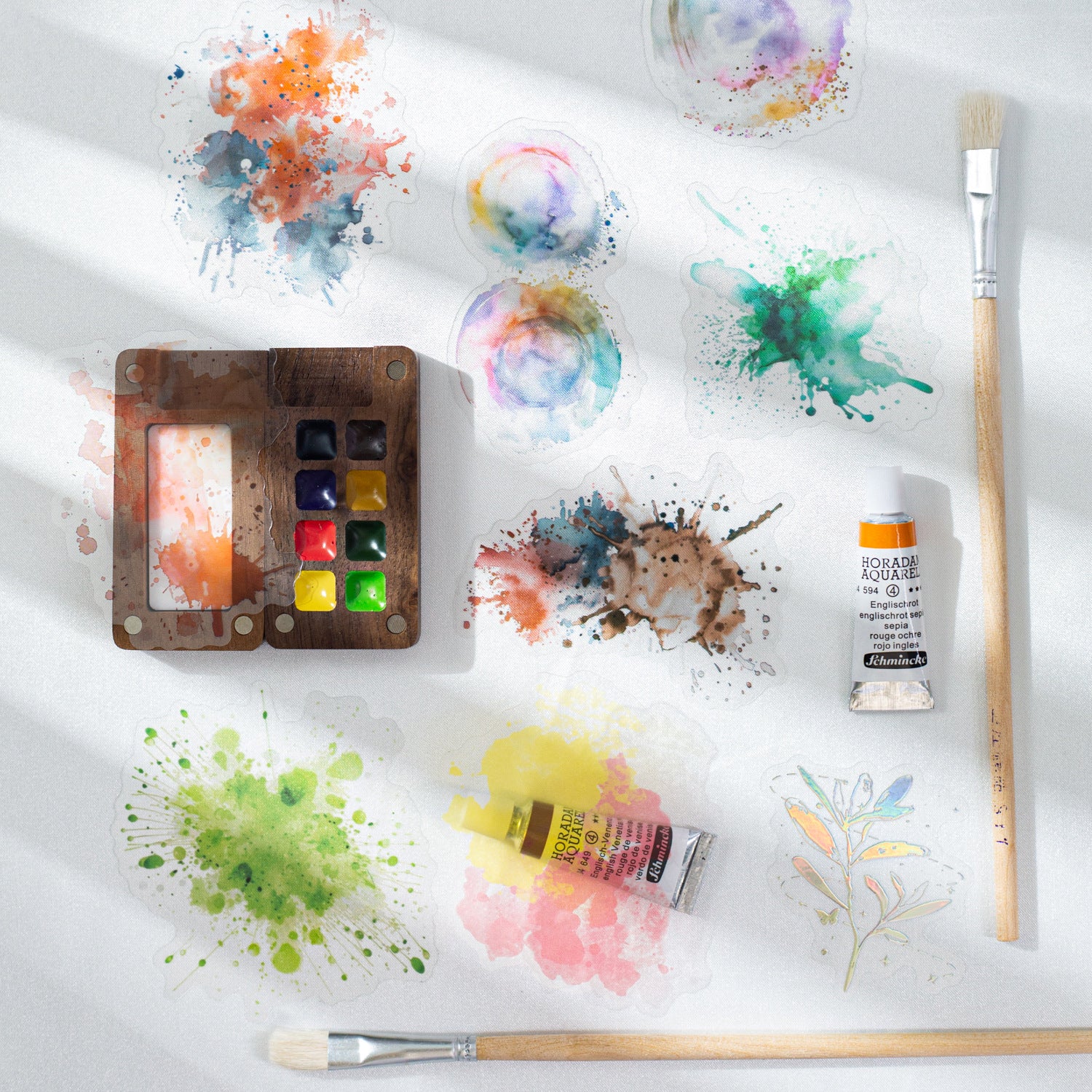 15 Pcs Watercolor Blooming PET Stickers LJXL