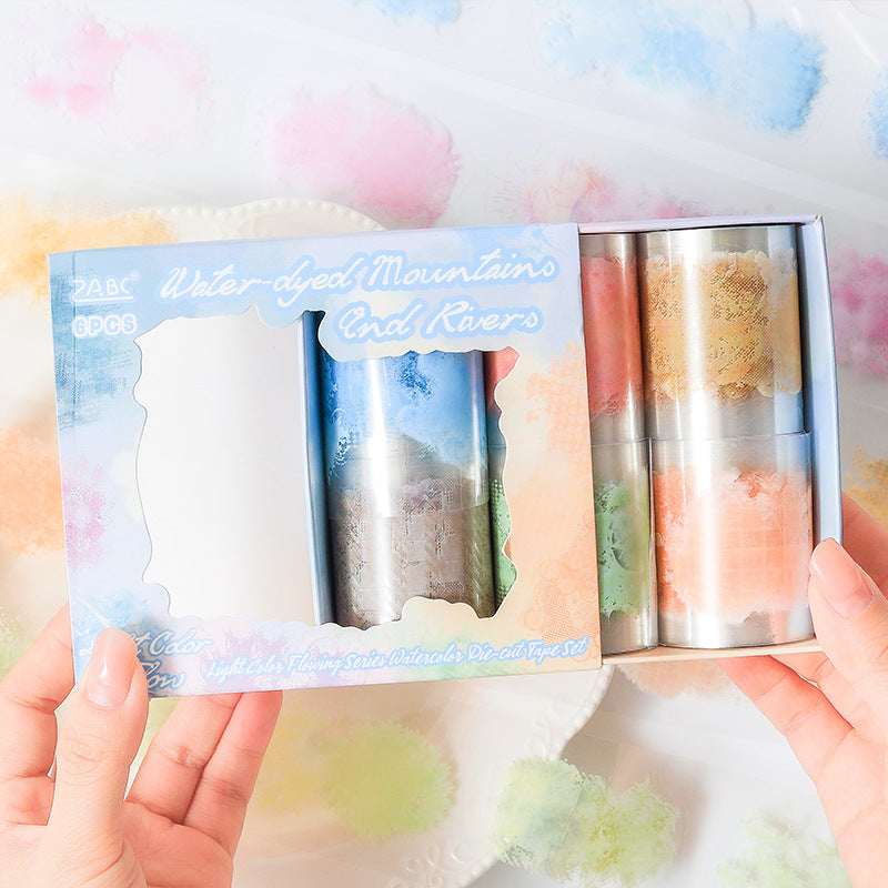6 Rolls Watercolor PET Stickers Tape DCLY